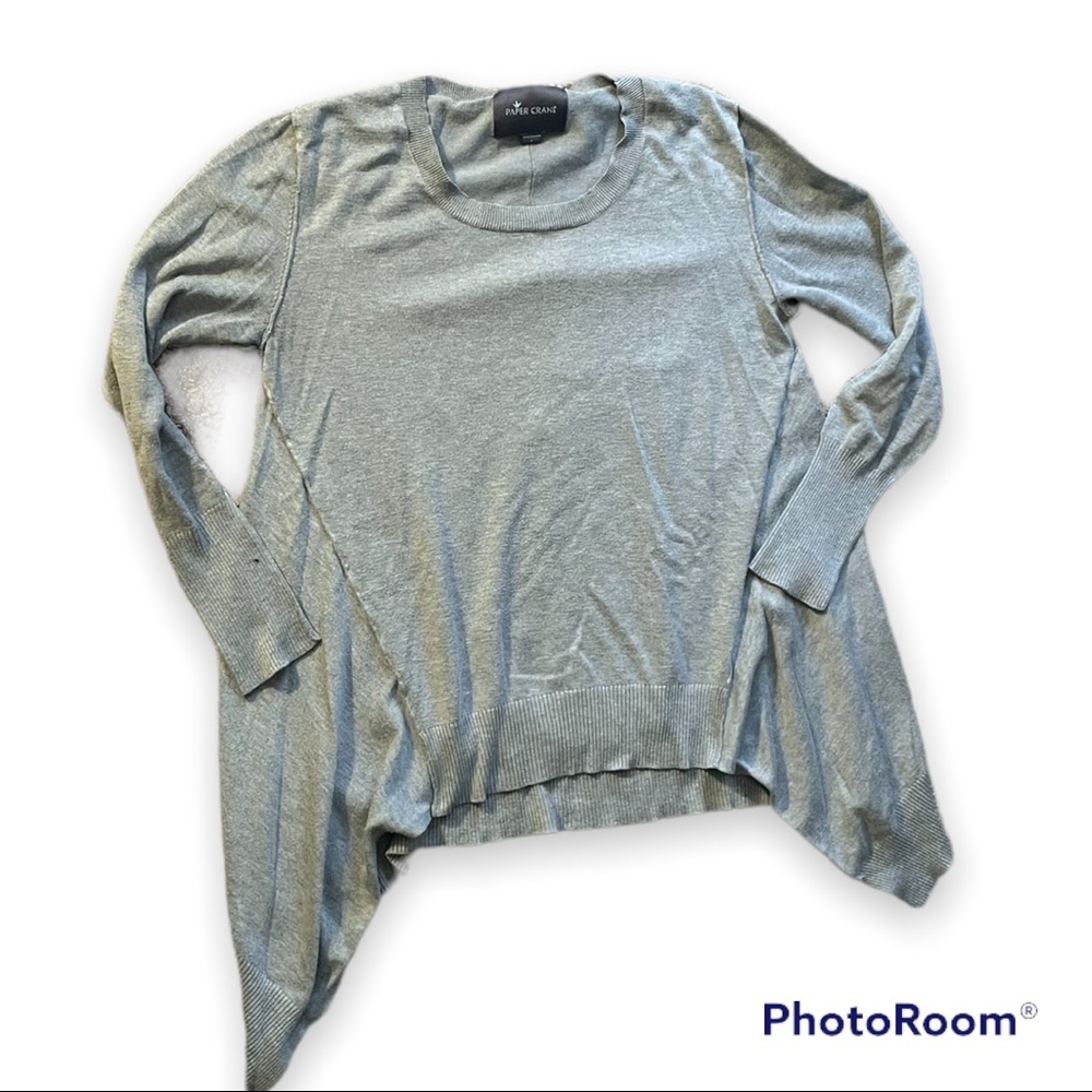 Paper Crane Hi-Low Asymmetrical Sweater, gray, large